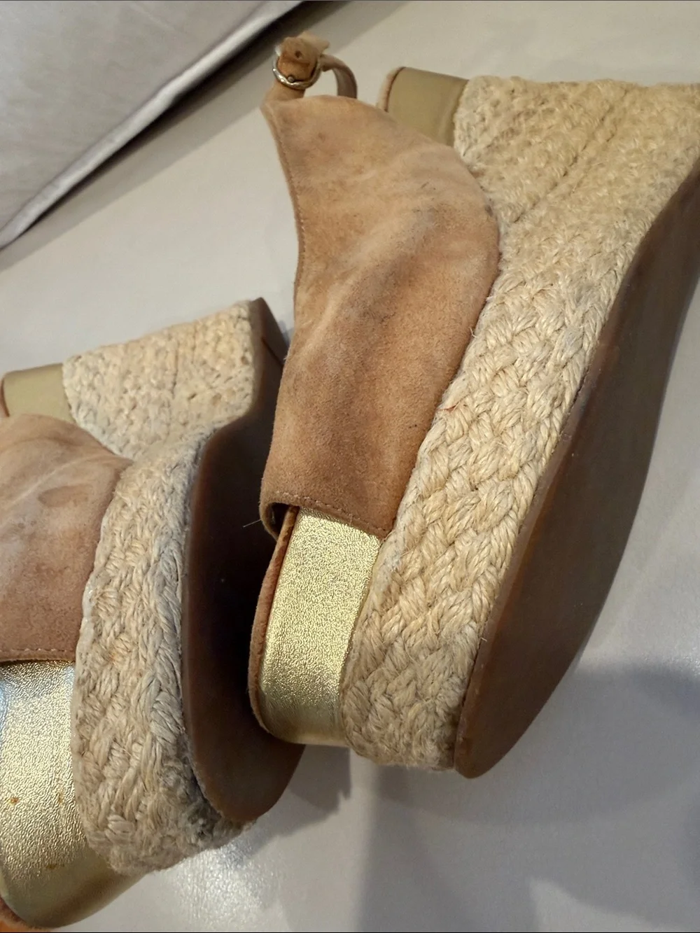 Women’s Tan Suede Espadrille Wedge Slingback
